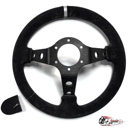 Руль МОМО черный центр серая полоска (замша)