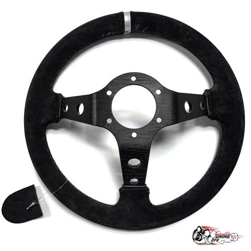 Руль МОМО черный центр серая полоска (замша)