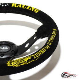Руль THRASH RACING замша вынос желтые буквы