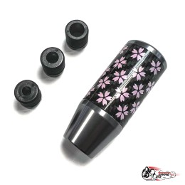 Насадка на ручку КПП сакура на фоне карбон темно-серая 8,5см