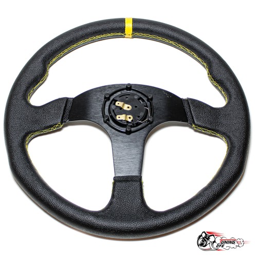 Руль OMP Targa кожа желтая полоска