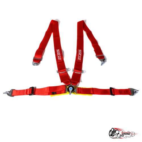 Ремни Sparco КРАСНЫЕ 4 точки (быстросъем)
