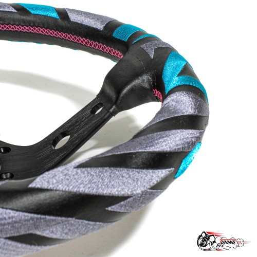 Руль VERTEX Tiffany вынос голубой (кожа)