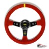 Руль OMP вынос красная замша (черный центр желтая полоска) D35