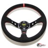 Руль OMP вынос замша черный (красная полоска, красная строчка) D35