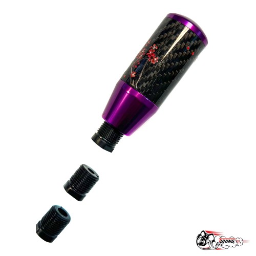 Насадка на ручку КПП мейхуа на фоне карбон фиолетовая 8,5см