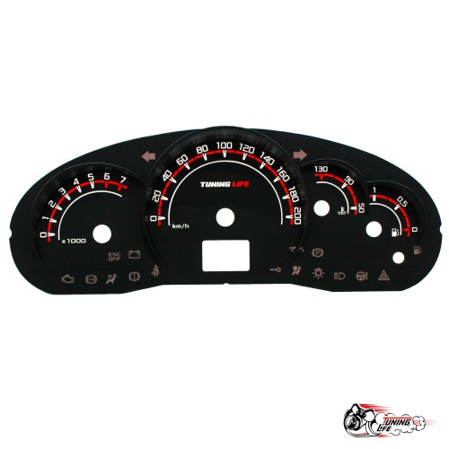 Шкала Приора,Калина,10-12(после 7го г.в) в стиле Vesta красная