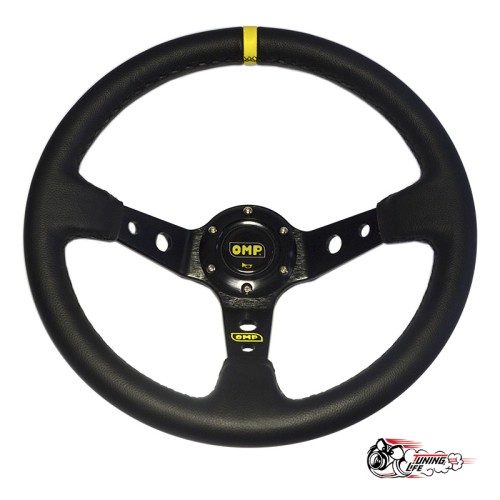 Руль OMP вынос кожа желтая полоска D35