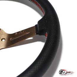 Руль Nardi Deep Corn перф. кожа  бронза средний вынос (7СМ) (6х74) D35 + белая строчка и вышивка