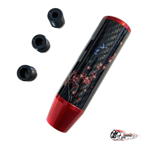 Насадка на ручку КПП мейхуа на фоне карбон красная 13см