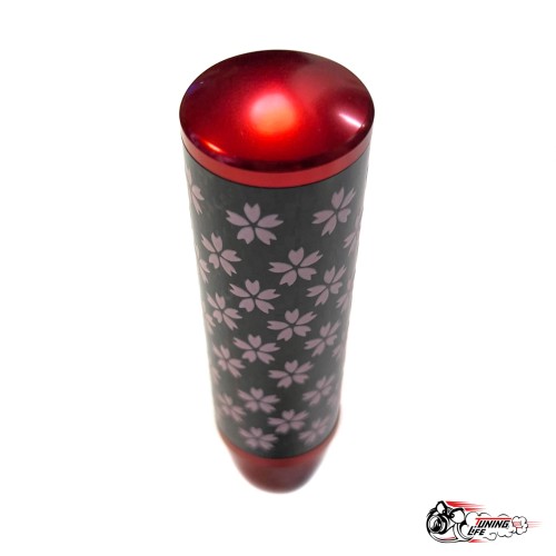 Насадка на ручку КПП сакура на фоне карбон красная 13см