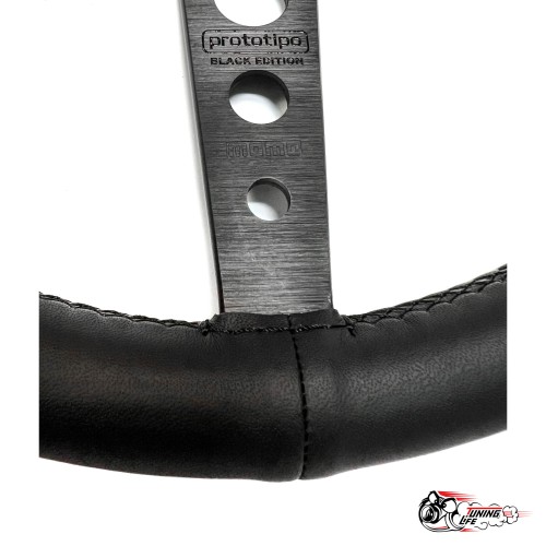 Руль МОМО без выноса black edition черный центр PROTOTIPO (кожа)