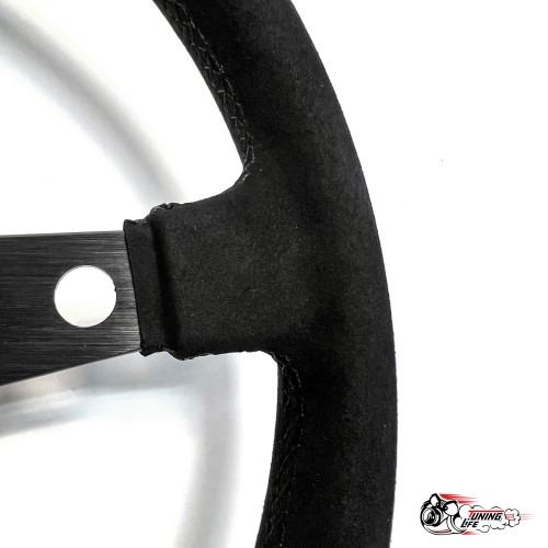 Руль МОМО без выноса black edition черный центр PROTOTIPO (замша)