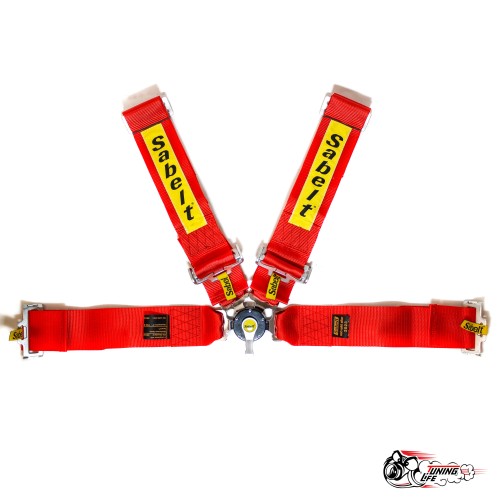 Ремни SABELT КРАСНЫЕ 4 точки (быстросъемные)