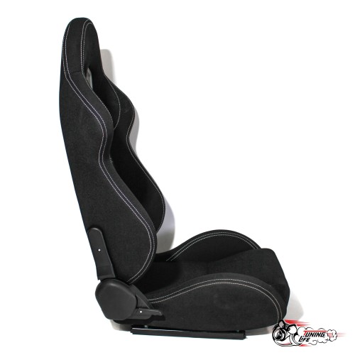 Сиденье с рег. спинкой (ковш) черный с белой строчкой