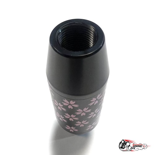 Насадка на ручку КПП сакура на фоне карбон черная 8,5см