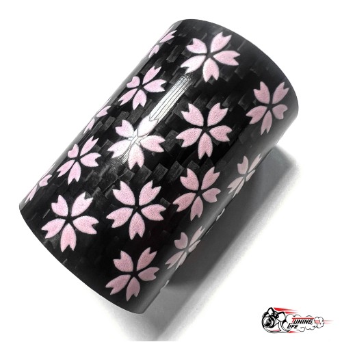 Насадка на ручку КПП сакура на фоне карбон черная 8,5см