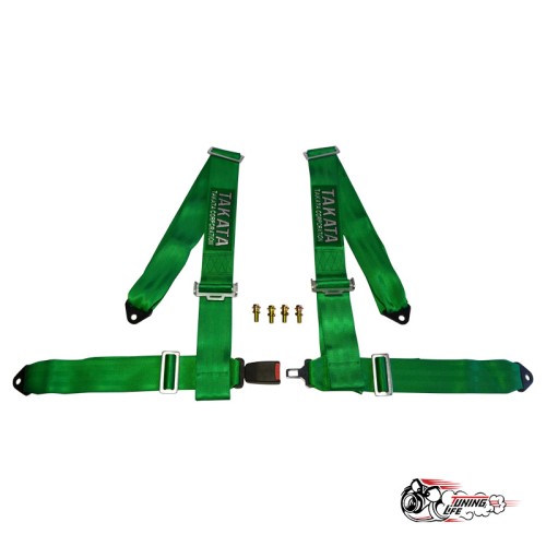 Ремни ТАКАТА ЗЕЛЕНЫЕ 4 точки стандартная застежка