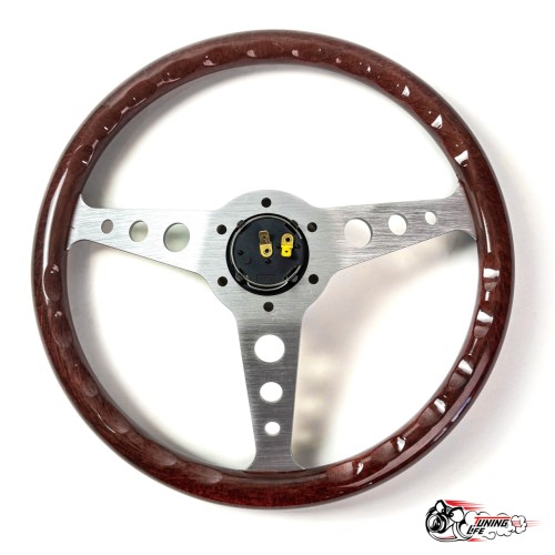 Спортивный руль MOMO Indy Black Wood (серые спицы)