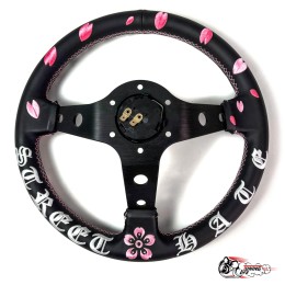 Спортивный руль Sakura (кожа, вынос, вышивка)