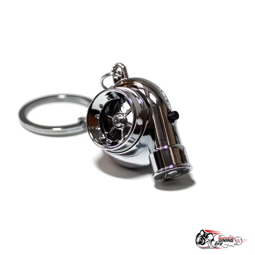 Брелок турбинка со звуком и фонариком хром