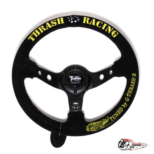 Руль THRASH RACING вынос замша желтый
